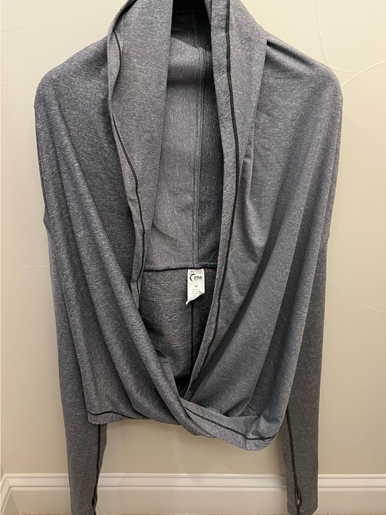 Zyia Active Sweaters - Women's Gray Hooded Draped Front Cardigan Sweater